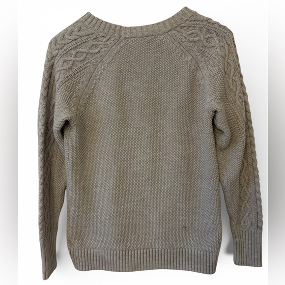 GAP Cable Knit Fisherman Sweater Oatmeal Size Medium Coastal Minimalist Cozy - Picture 6 of 8